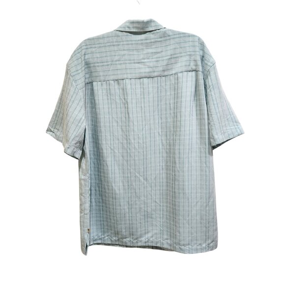 Island Shores Men’s L Blue Plaid Short Sleeve Button Shirt Rayon Blend - Picture 3 of 11